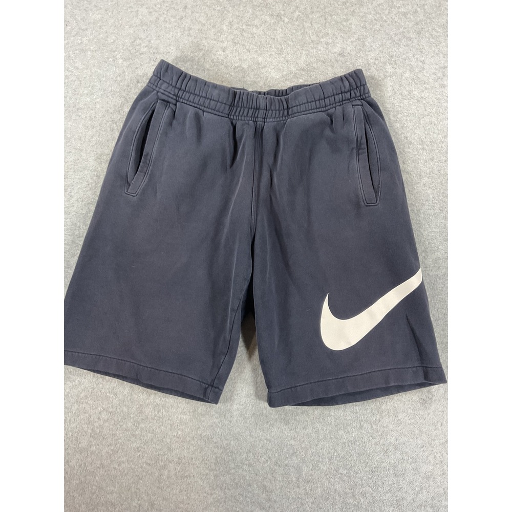 Nike Mens Fleece Shorts Navy Blue Oversized Swoosh Logo Small RN56323 2765